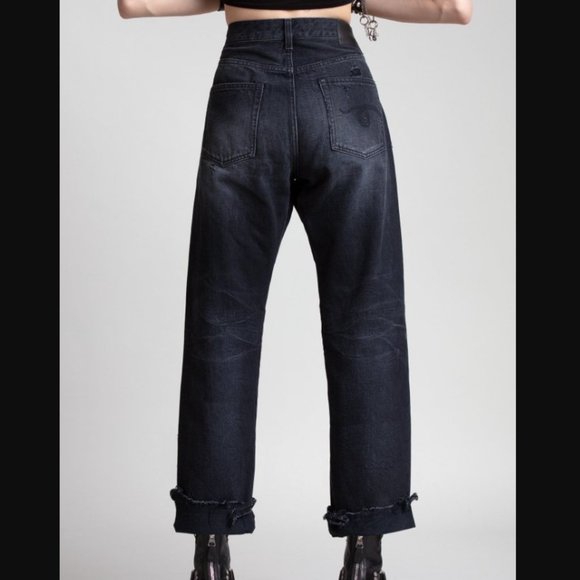 R13 Boyfriend Jeans in Jake Black Size 24 - Picture 2 of 16